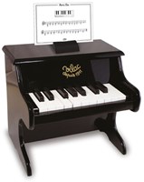 Vilac piano de madera negro con partituras - instrumento musical de juguete
