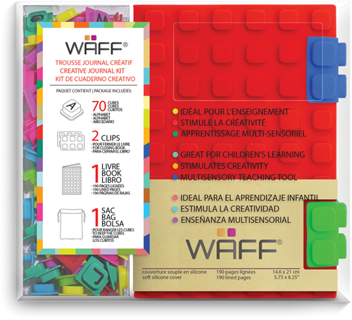 Waff diario creativo set A6 rojo - cuaderno de silicona para niños