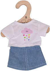 Bigjigs Camiseta Blanca y Falda Vaquera (para muñeca de 28 cm)