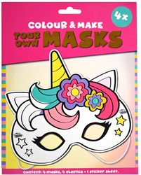 Johntoy set de máscaras de unicornio para colorear - crea tus propias máscaras - 4 piezas