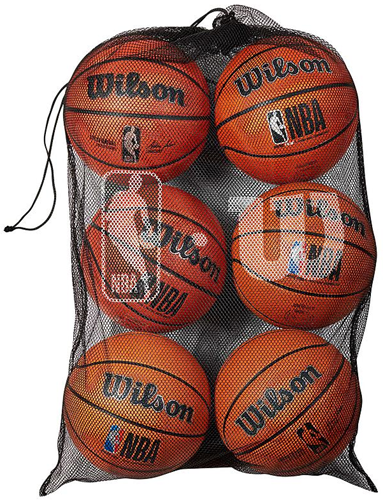 Wilson NBA bolsa de malla para baloncesto - bolsa para 6 balones - negra
