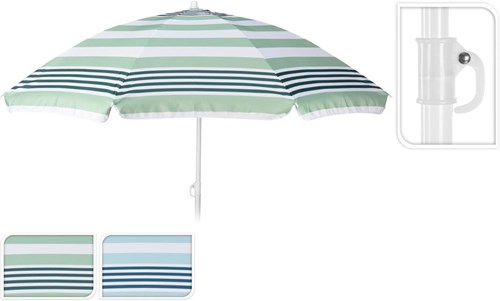 ProGarden sombrilla de playa a rayas Ø180cm - parasol para playa y jardín