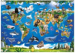 Dino puzzle mapa de animales XXL piezas - juguete educativo 100 piezas