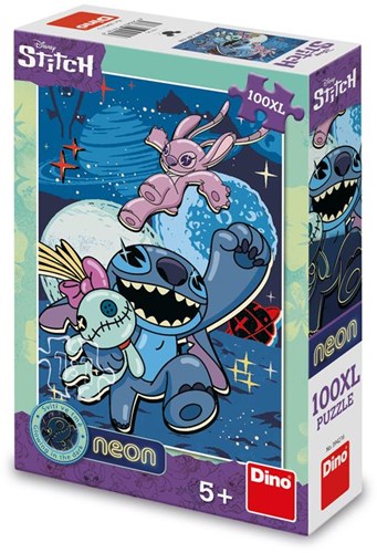 Dino puzzle juguete Stitch neón 100 piezas XL para niños-2